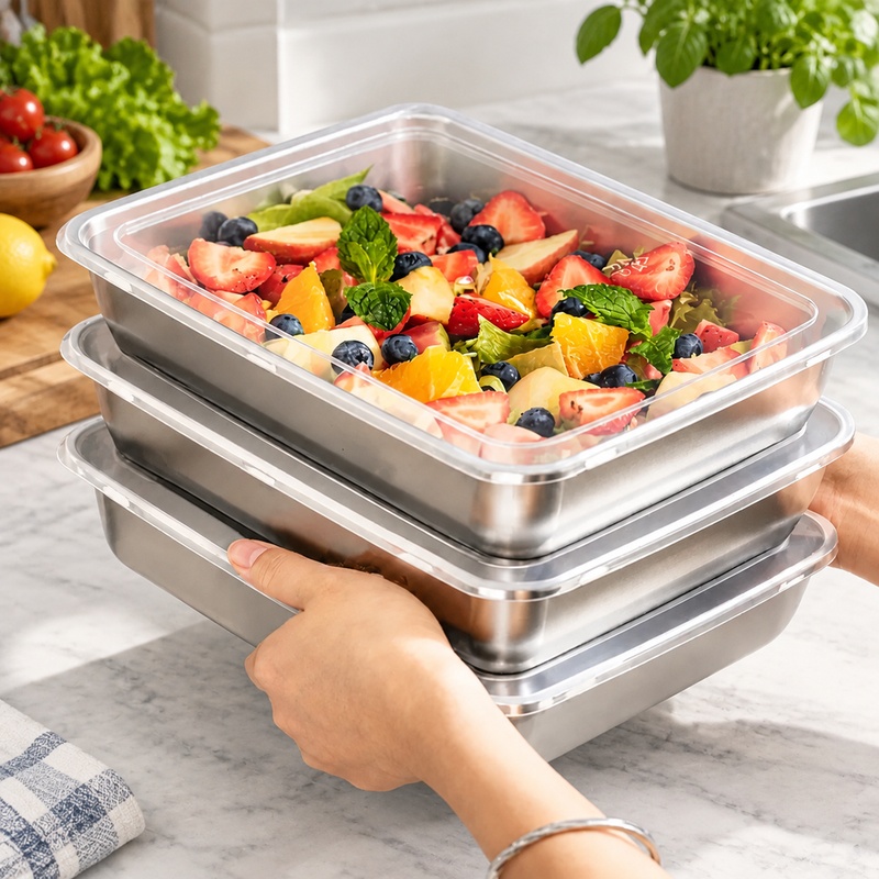 Home Cooking Food - 3-Piece Stainless Steel Food Storage Containers