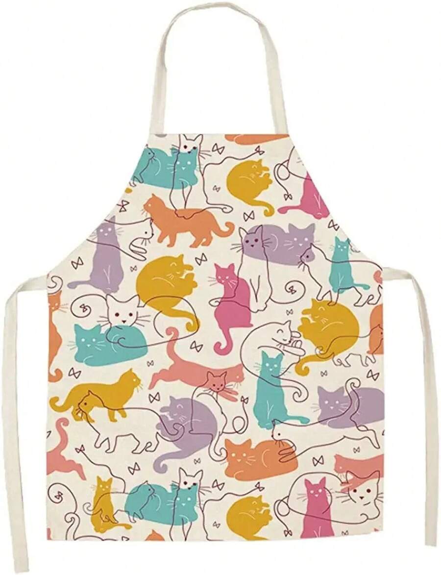 Home Cooking Chef - Cute Colorful Cats Pattern Kitchen Apron