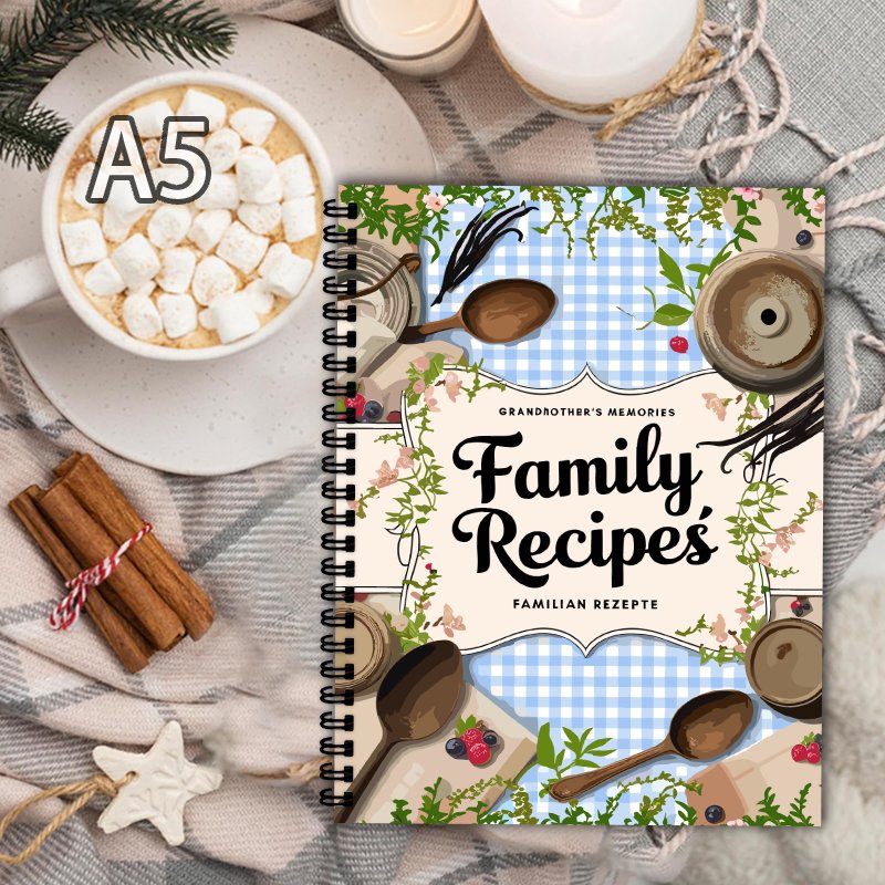 A5 Recipe Book, Blue Grid, Vin - Home Cooking Cookbook ulasan dan harga