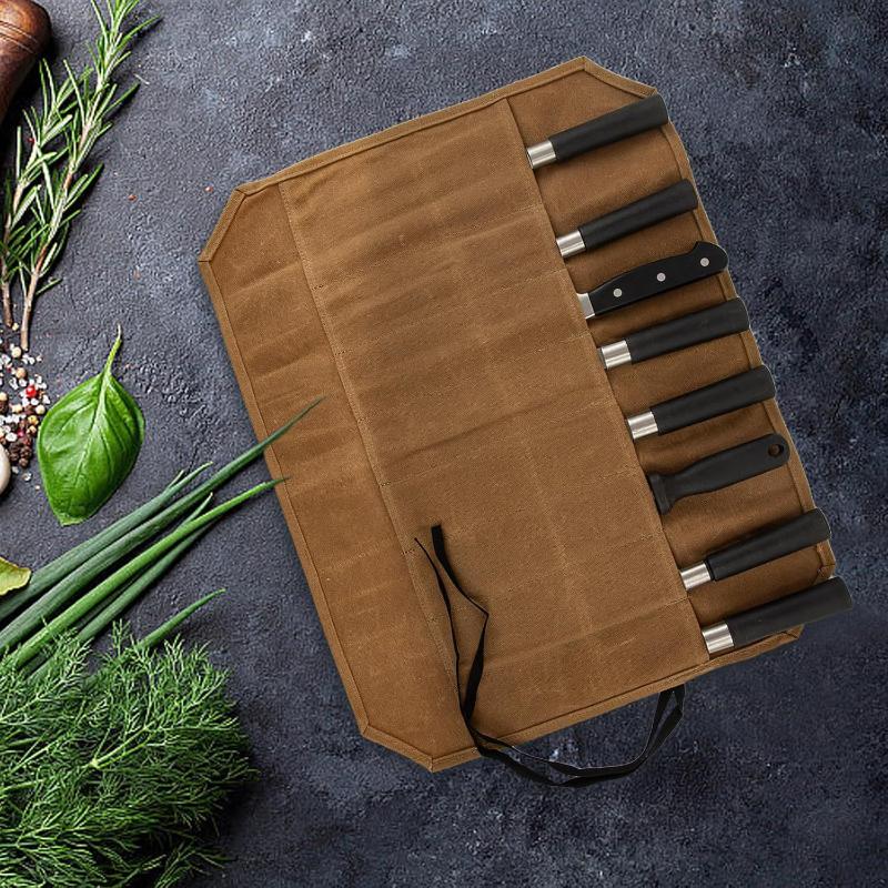 Canvas Knife Roll Storage Bag  - Home Cooking Chef ulasan dan harga