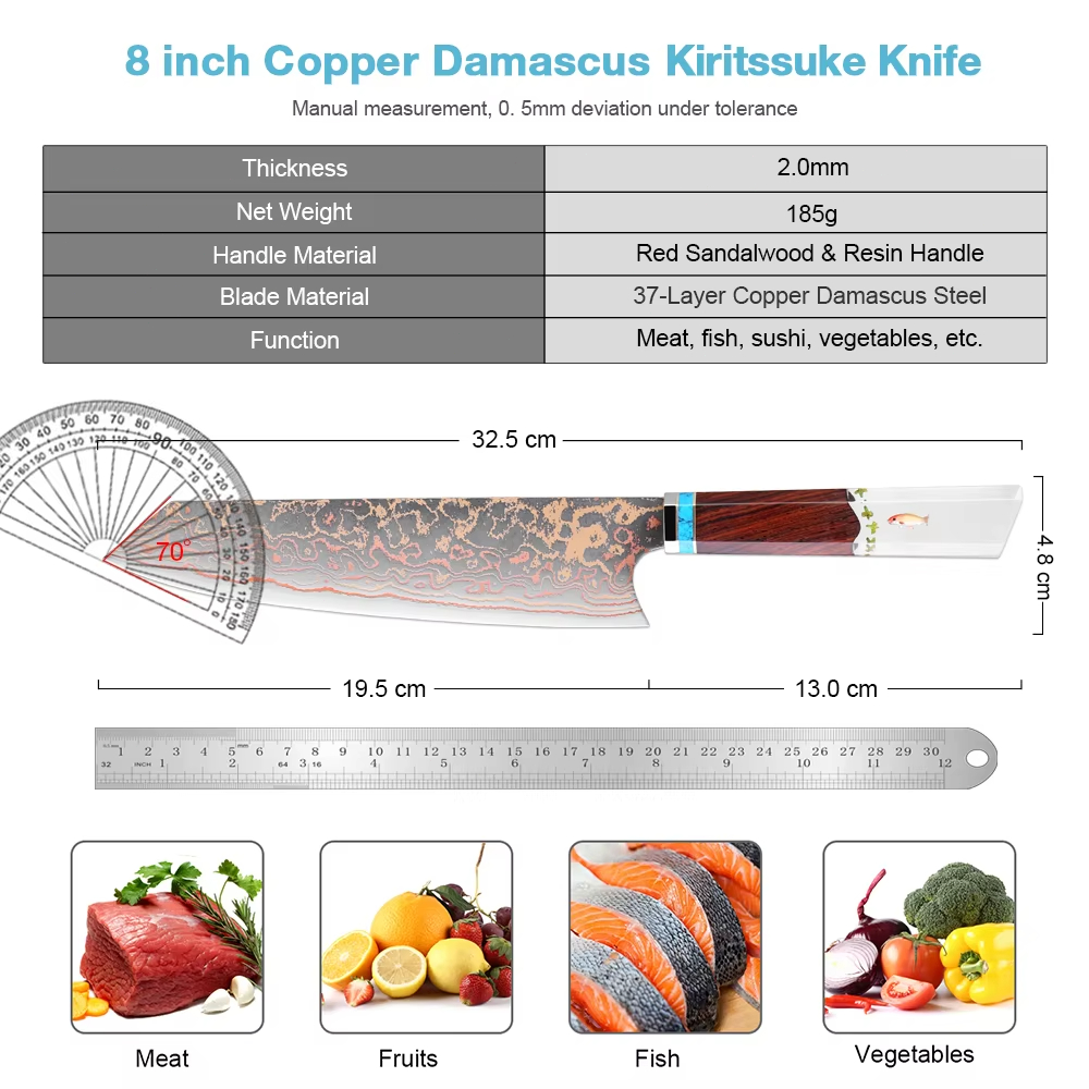 Kiritsuke Chef Knife,8 Inch, 3 - Home Cooking Chef ulasan dan harga