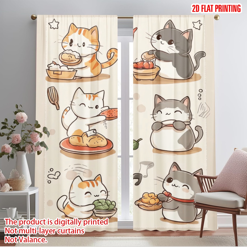2pcs,2D plane printing Curtain - Home Cooking Youtube ulasan dan harga