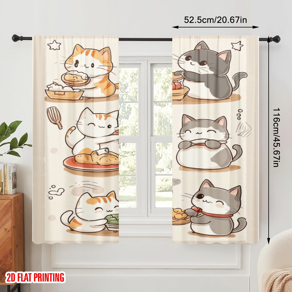 2pcs,2D plane printing Curtain - Home Cooking Youtube ulasan dan harga
